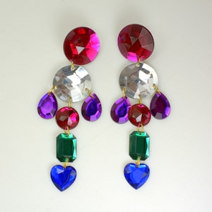 Retro Dangle Multi Color Lucite Earrings Park Lane