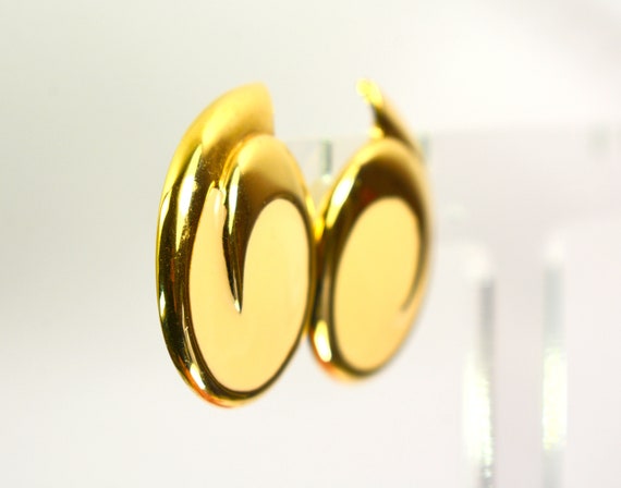 Statement MONET Earrings Button Gold Enamel, Runw… - image 5