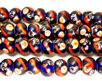 Venetian Red Old Vintage African Trade Beads Strand Black Red Necklace