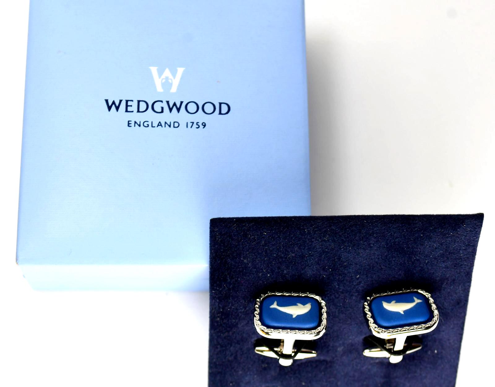Wedgwood Vintage Cameo Cufflinks Jasperware With Original Box