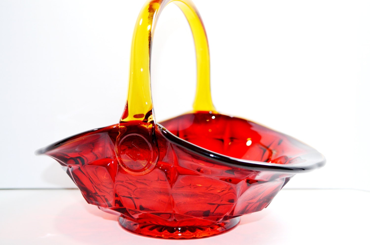 Indiana Tiara Glass Basket Vase Constellation/ Sunset Red (TJ) - Etsy