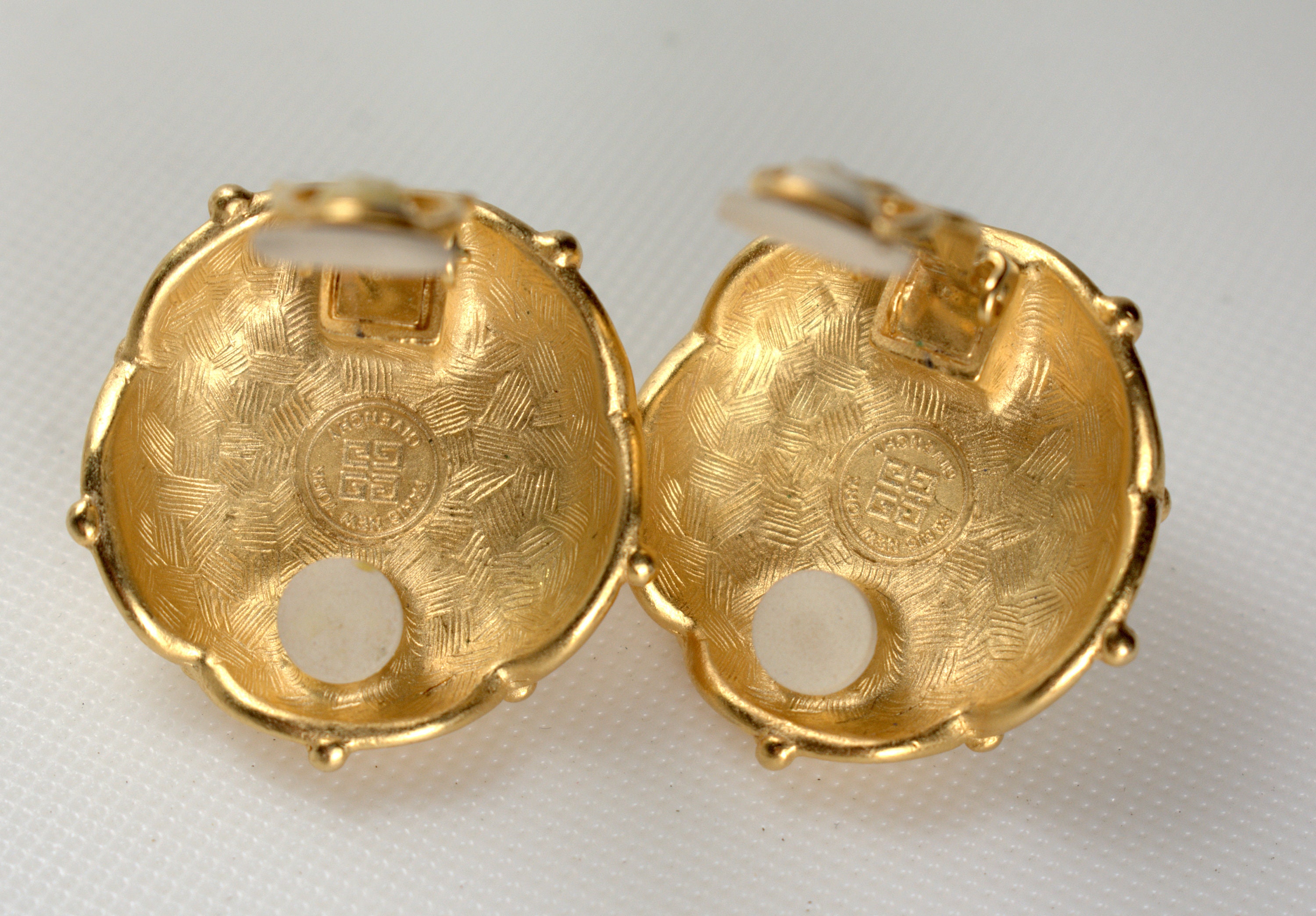 Authentic Vintage Givenchy Button Clip-on Earrings Gold