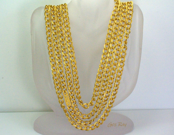 Monet Statement Necklace Gold Plated Couture Neckl