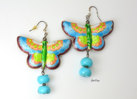 Statement Thousand Dangle Pierced Earrings Flower… - image 3