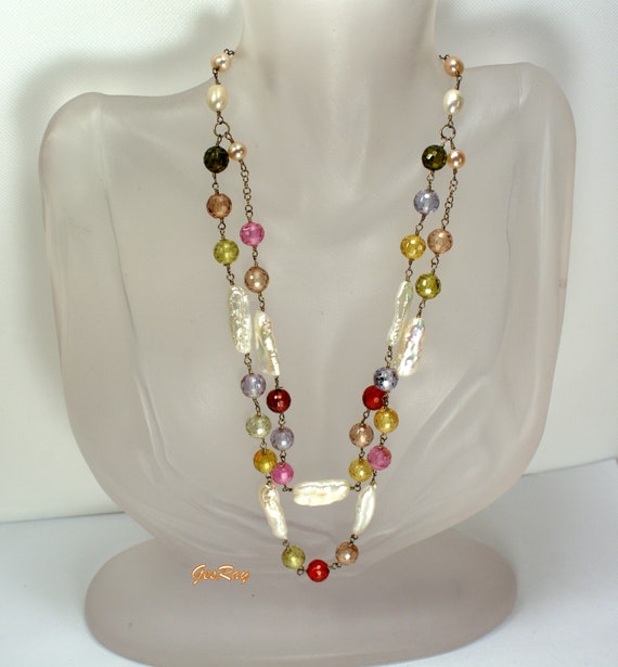 Crystal cheap moti necklace