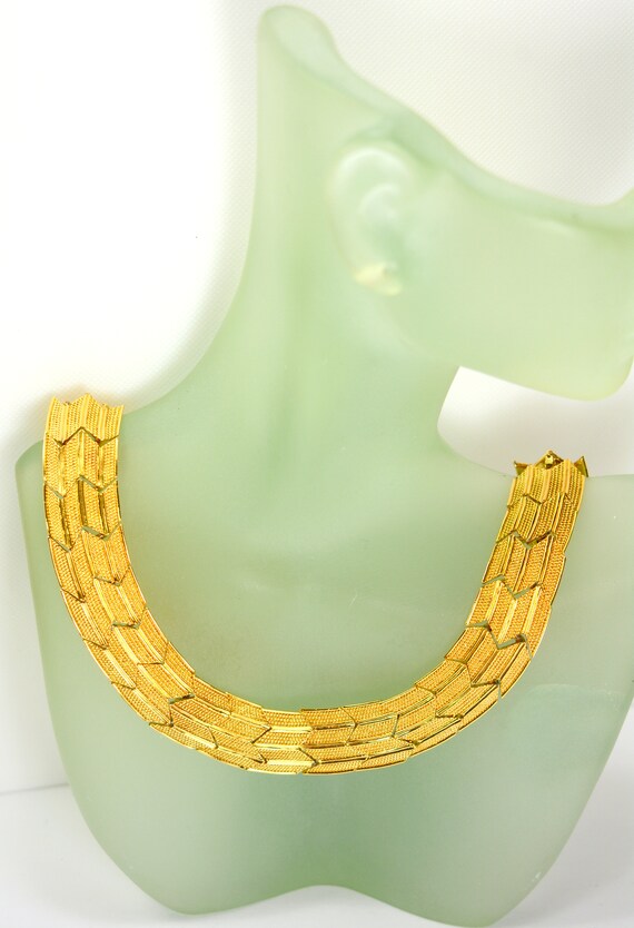 Napier Gold Tone Collar Choker Necklace Cleopatra… - image 2