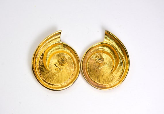 Statement MONET Earrings Button Gold Enamel, Runw… - image 6