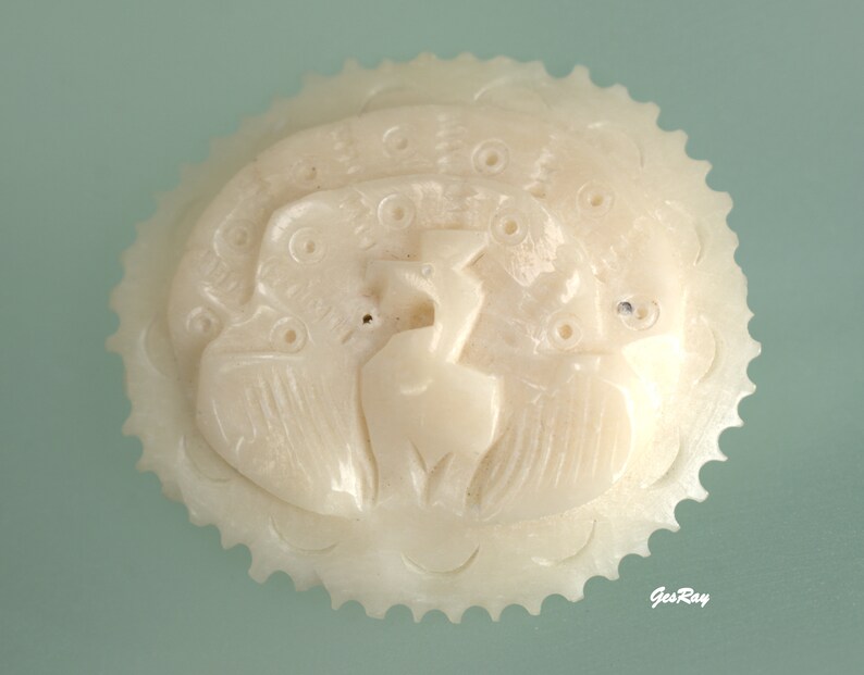 Antique Hand Carved Brooch Pin Vintage