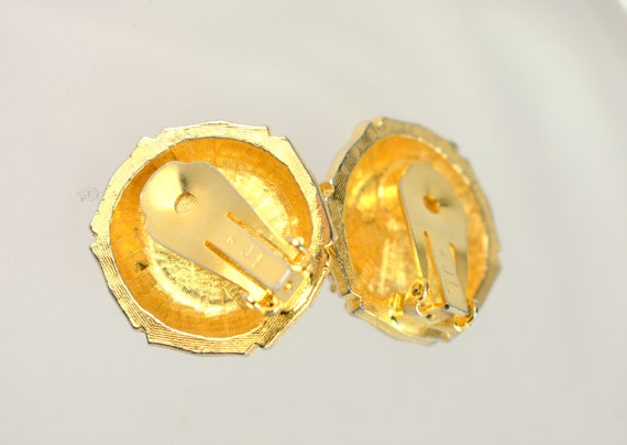 Vintage Kenneth Jay Lane Gold Carnelian Cabochon … - image 6