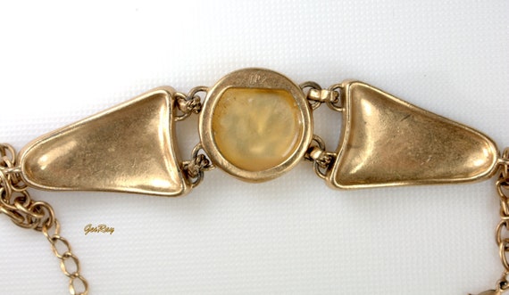 Vintage LIZ CLAIBORNE Gold Tone Bracelet, Lucite … - image 3