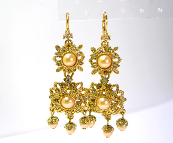 Statement Designer Dangle Drop Earrings Clip On, … - image 2