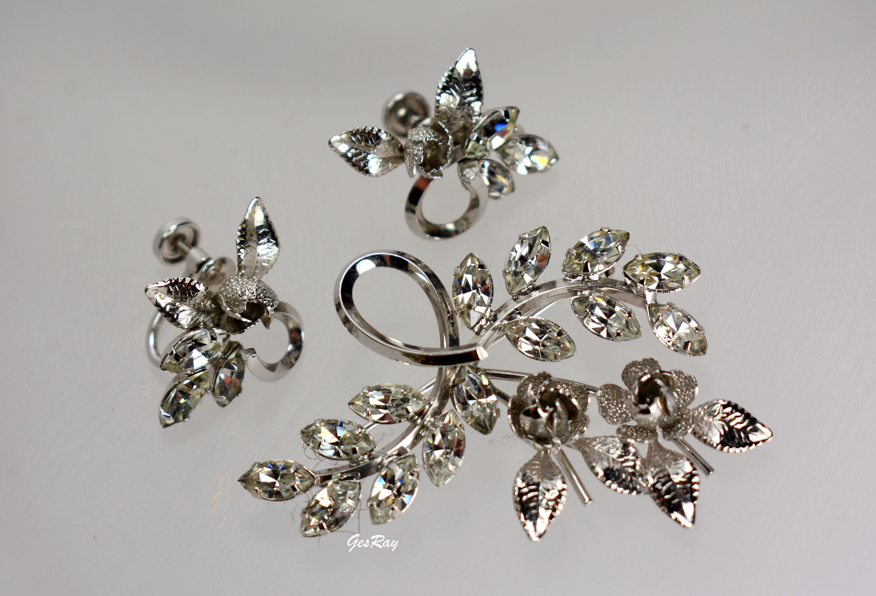 Jewel Art Brand 925 Sterling Silver Vintage Rose Brooch Pin 2” Jewelry