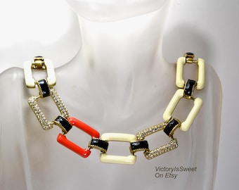 J. Crew Kragen Halskette Gliederkette Statement Emaille Strass