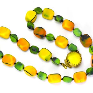 Art Deco Matte Art Glass Beaded Necklace Rare Signed Made Austria