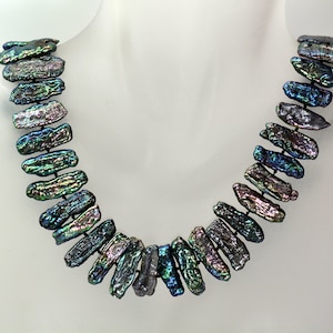 Fresh Water Peacock Biwa Pearl Necklace Keishi Pearls