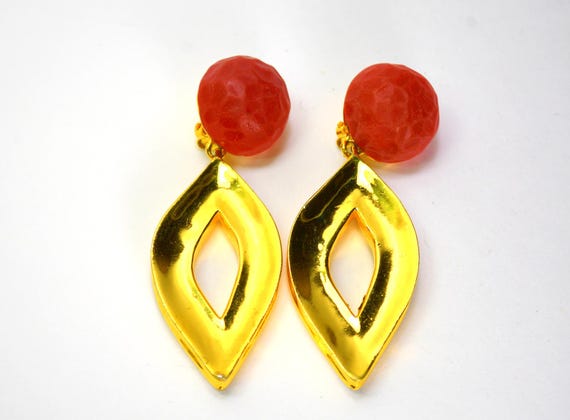 Authentic Givenchy Dangle Earrings  Clip-on Gold … - image 1