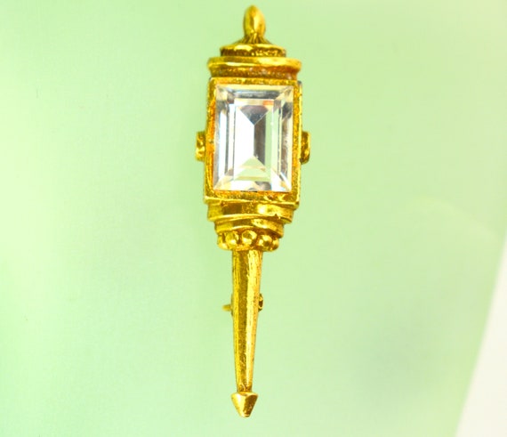 Goldette Victorian Revival Brooch Pin Lamp Gas Li… - image 4