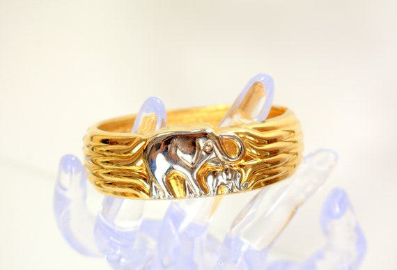 Statement Elephant Hinged Clamper Cuff Bracelet B… - image 1