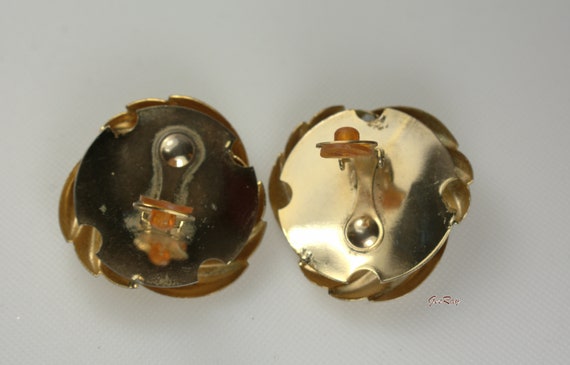 Very Large Statement Gold Domed Clip on Earrings … - image 6