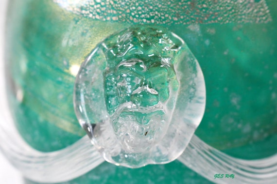 Archimede Seguso Vetri D'arte Murano Glass 'scavo' Vase With Rope