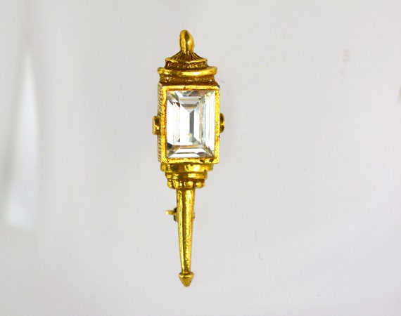 Goldette Victorian Revival Brooch Pin Lamp Gas Li… - image 6
