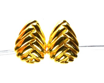 St John Jewelry Earrings Gold Tone Clip On 1980s