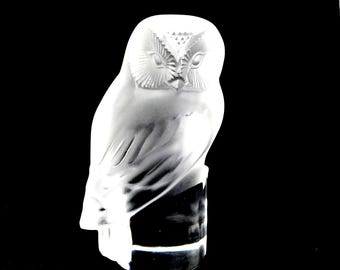 ラリック「シヴァーズ」クリスタルシュエット フクロウ サイン入り