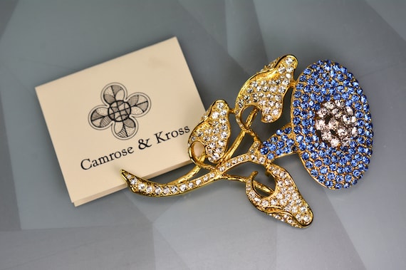 Camrose and Kross Jacqueline Kennedy JBK Gold Blue Sapphire