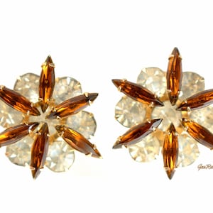 Vintage Crystal Rhinestone Clip on Earrings Juliana Weiss Style