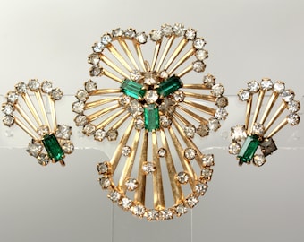 M&S for Phyllis Originals 12K GF JewelrySet Demi Parure Brooch Pendant Earrings
