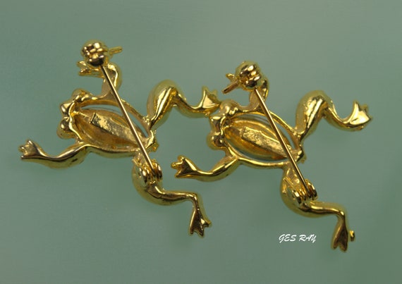 Frog Pin Brooch Set of 3 Rhinestone and Enamel Frog Pins Figural Animal  Pins Frog Jewelry Collector CJ761 