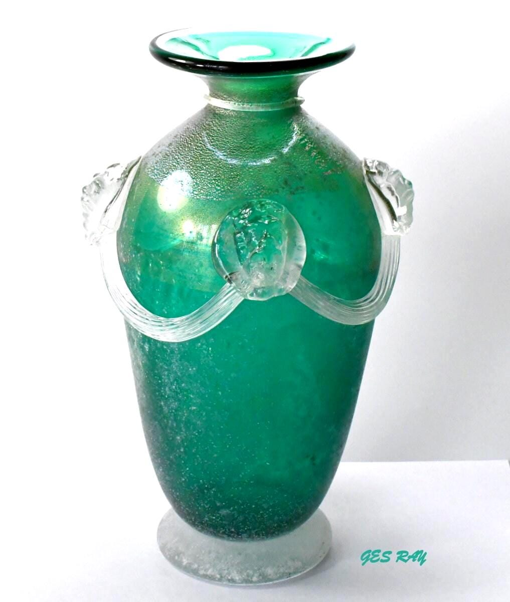 花瓶 イタリア コバルト 花瓶 Seguso Vetri d'Arte ？ Archimede Seguso Vetri D'arte Murano Glass 'scavo' Vase With Rope