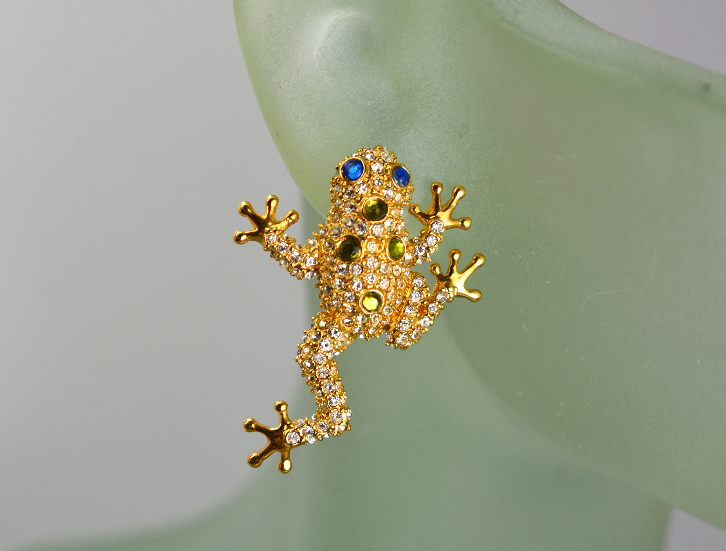 【太子のネズミ】クラゲピアス PJM Gold Pave Crystal Frog Earrings, Phoenix Jewelry Mfg PJM