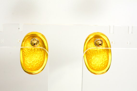 Hammered Vintage Pierced Earrings, Satin Gold Button Matte View 6