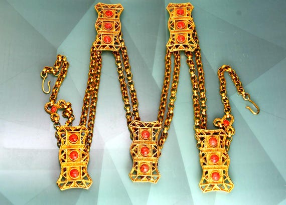 KJL Kenneth Jay Lane Chain Jeweled Belt - image 1