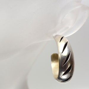 Vintage NM Mexico 925 Sterling Silver Large Hoop Earrings, Mexican Sterling Earrings Hoops Etched