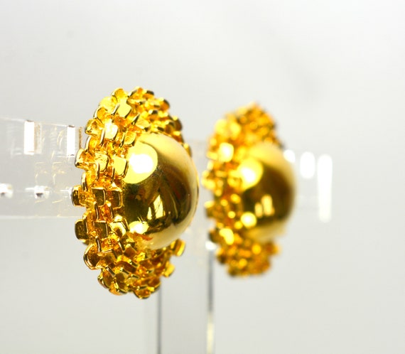 PD Statement Bold Domed Button Earrings Gold Prem… - image 8