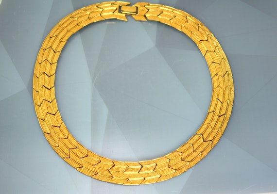Napier Gold Tone Collar Choker Necklace Cleopatra… - image 3
