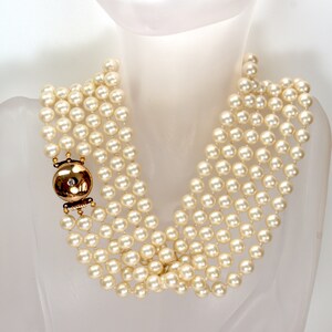 Designer Glass Pearl Multi Strand Opera Necklace Hand Knotted Very Heavy, Statement Designer Pearl Jewelry