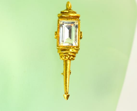 Goldette Victorian Revival Brooch Pin Lamp Gas Li… - image 1