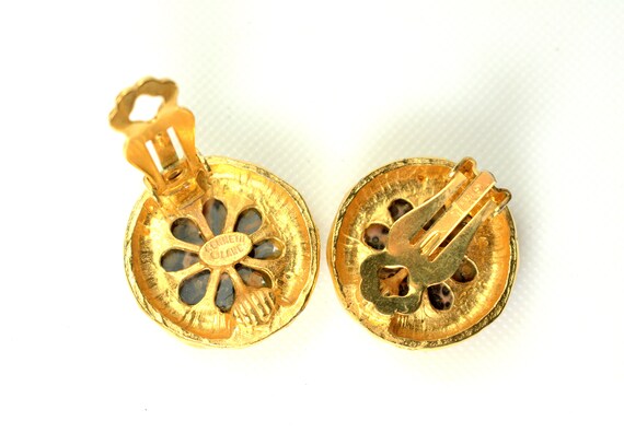 Vintage Kenneth Jay Lane KJL Jasper Cabochon Gold… - image 5