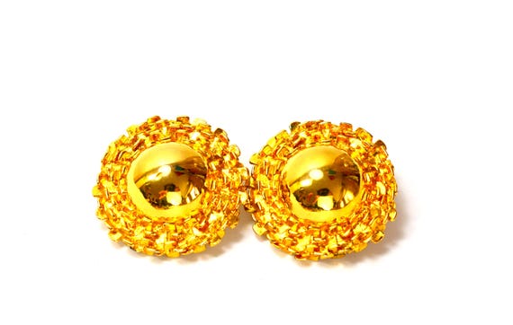 PD Statement Bold Domed Button Earrings Gold Prem… - image 1