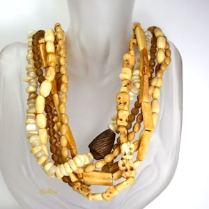 Vintage Tribal African Trade Bead Multi Strand Necklace Ethnic Tribal Jewelry Boho