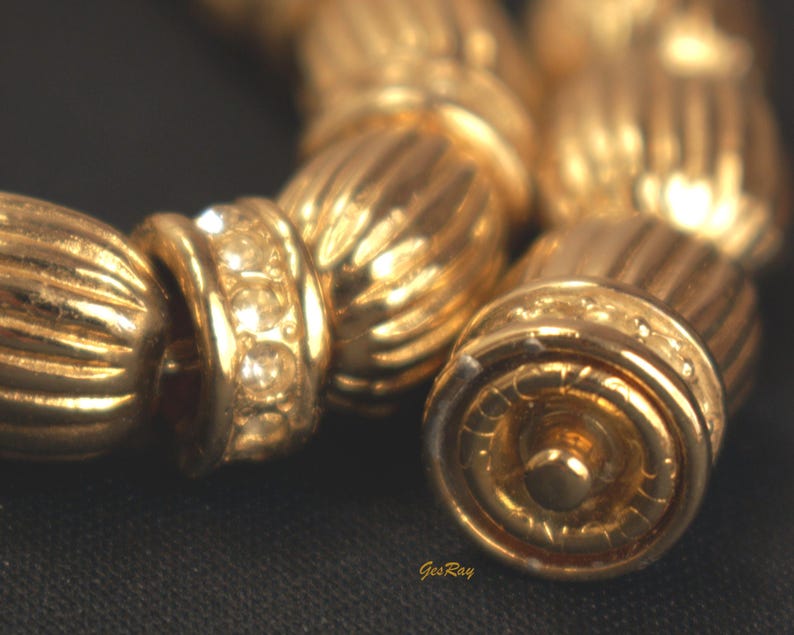 Stocko Gold Plated Beaded Collar Necklace, Golden Bead Snap Clasp Joseph Esposito