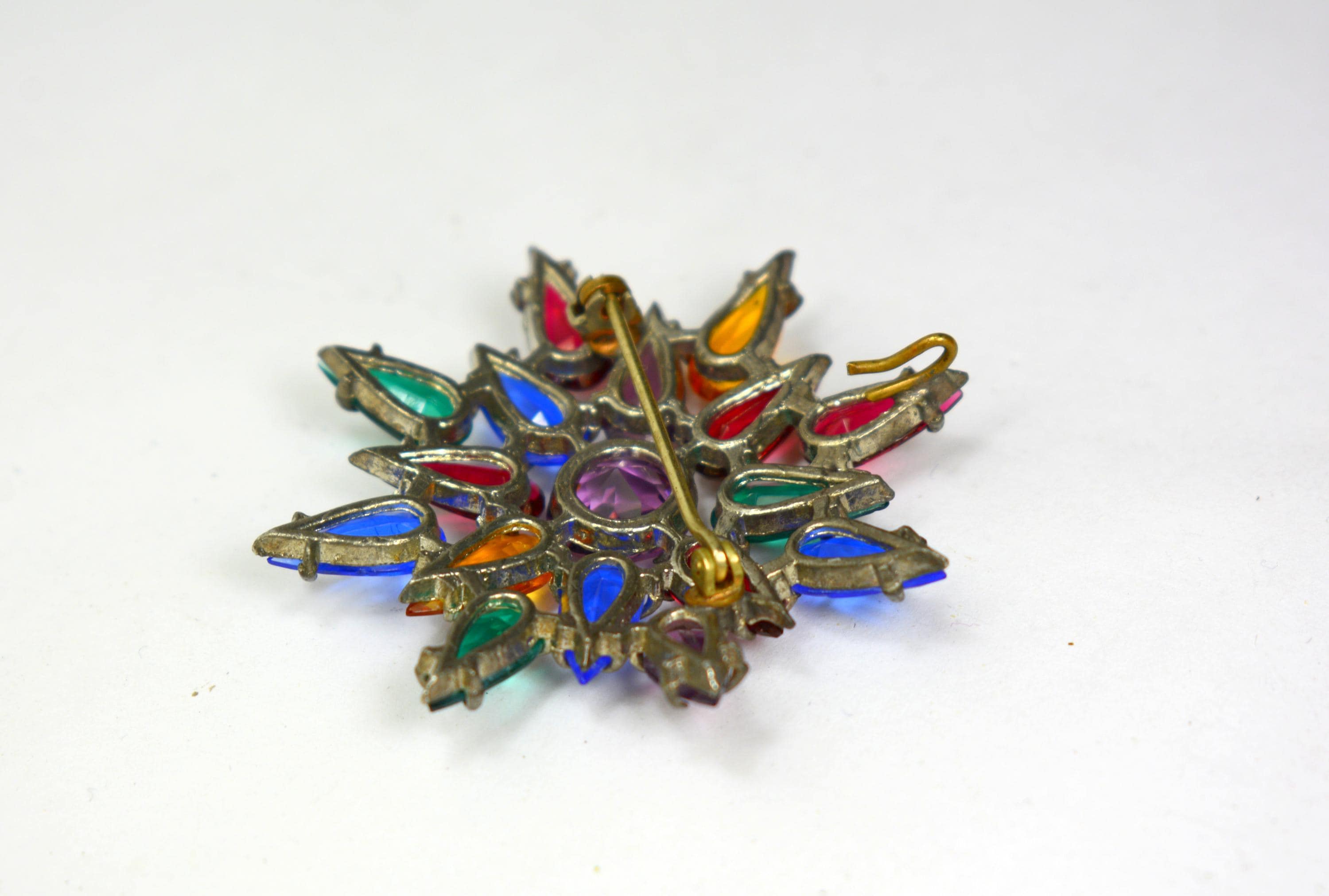 アールデコ ブローチピン マルチカラー スターバースト チェコ