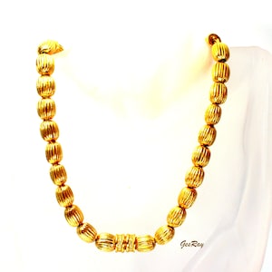 Stocko Gold Plated Beaded Collar Necklace, Golden Bead Snap Clasp Joseph Esposito