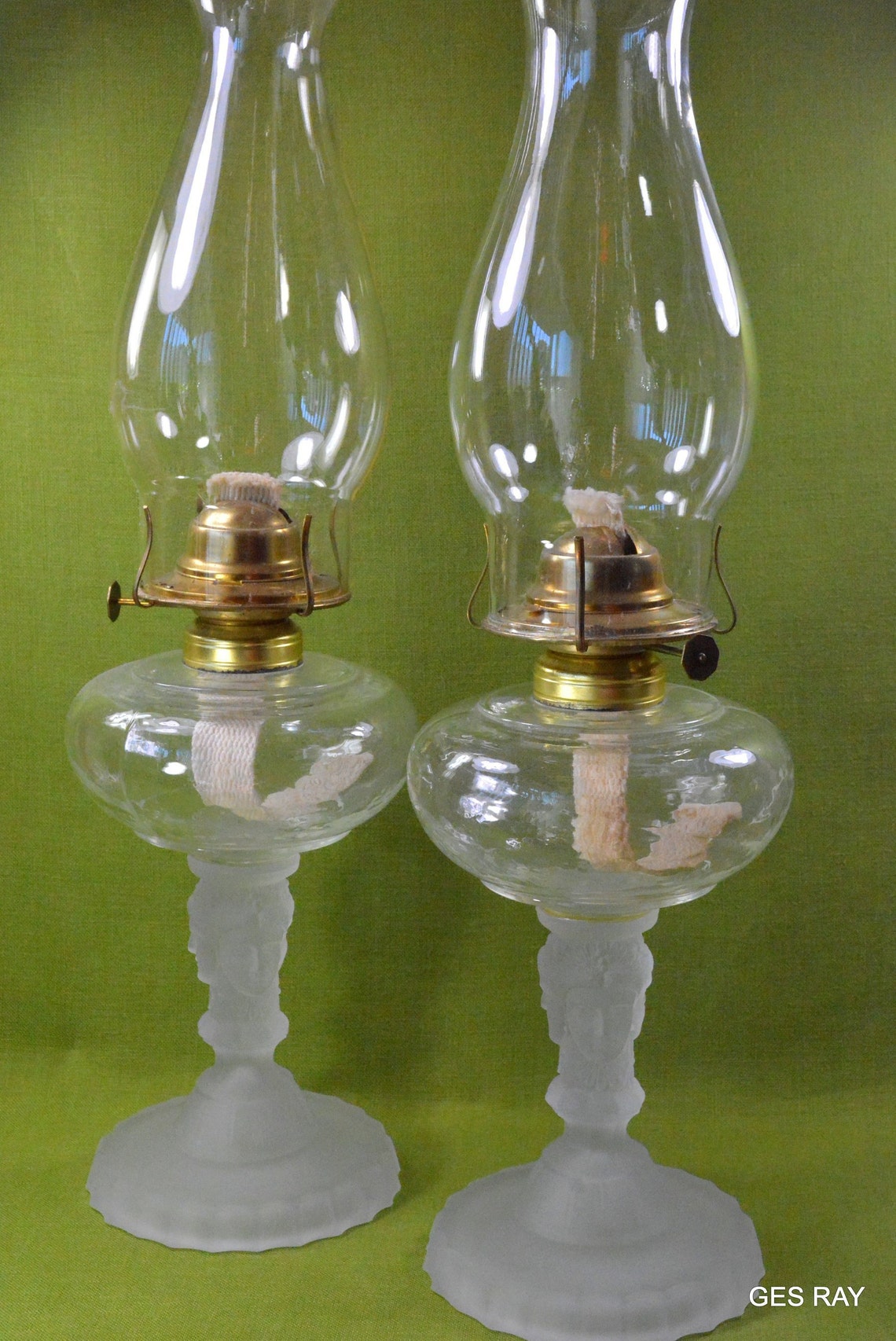 Oil Lamp Eagle Burner Duncan & Miller Three Faces Sisters 400 Etsy