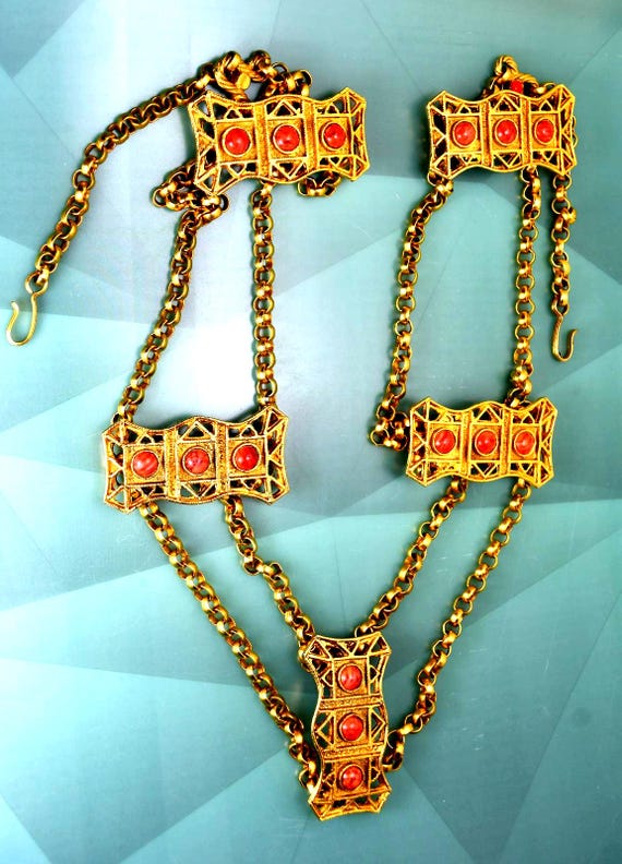 KJL Kenneth Jay Lane Chain Jeweled Belt - image 5
