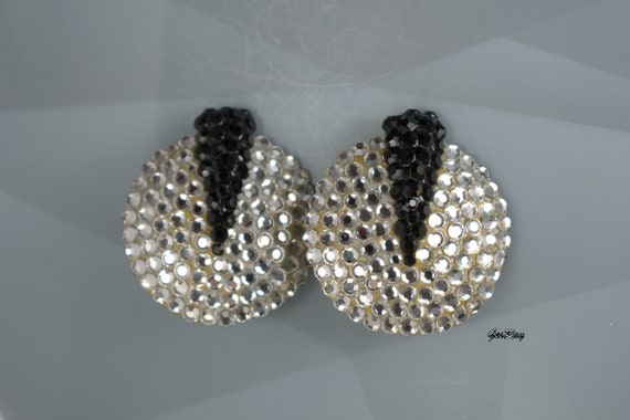 Richard Kerr Jewelry Clip Earrings, Black Silver … - image 3