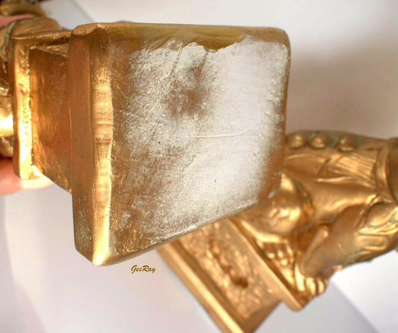 Gold Foo Dog Bookends: Vintage Feng Shui Decor